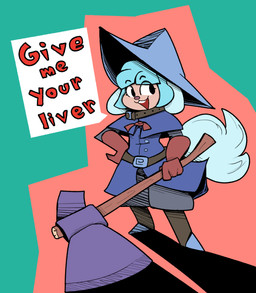 anthro axe belt blue_clothing blue_hair clothed clothed_anthro clothed_female clothing eye_through_hair eyebrow_through_hair eyebrows female female_anthro fully_clothed fully_clothed_anthro fully_clothed_female gloves hair handwear hat headgear headwear holding_axe holding_object open_mouth open_smile red_text simple_background smile solo standing tail text translucent translucent_hair cloudidoodles uno_(cloudidoodles) canid canine canis domestic_dog mammal 2022 absurd_res digital_drawing_(artwork) digital_media_(artwork) english_text full-length_portrait hi_res portrait
