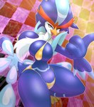 anthro beak big_breasts bikini blue_body blue_eyes breasts clothed clothing female fur looking_at_viewer solo swimwear two-piece_swimsuit ebino_senaka nintendo pokemon avian generation_9_pokemon pokemon_(species) quaquaval absurd_res hi_res