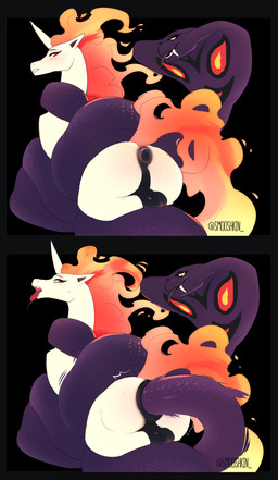 ahegao ambiguous_gender anal anal_penetration anus balls bdsm blush bondage bound coiling duo equine_anus fangs feral genitals horn looking_pleasured male mane penetration puffy_anus sex snake_hood tail tail_fetish tail_in_ass tail_insertion tail_play tail_sex teeth tongue tongue_out smooshkin nintendo pokemon argos arbok equid equine generation_1_pokemon mammal pokemon_(species) rapidash reptile scalie absurd_res hi_res