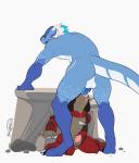 5_fingers anthro anthro_on_anthro anthro_penetrated anthro_penetrating anthro_penetrating_anthro arm_support athletic athletic_male backsack ball_slap balls balls_deep balls_on_face barazoku bent_over bent_over_rock bent_over_surface big_dom_small_sub blue_body body_part_in_mouth bouncing_balls butt chest_spike deep_throat digitigrade dominant dominant_anthro dominant_male duo erection face_fucking face_mounting faceless_character faceless_male feet fellatio fingers forced forced_oral genitals irrumatio kneeling larger_male leaning leaning_forward male male/male male_penetrated male_penetrating male_penetrating_male masturbation muscular muscular_anthro muscular_male neck_bulge nude oral oral_only oral_penetration penetration penile penile_masturbation penile_penetration penis penis_in_mouth perineum reverse_jackhammer_position rock sex simple_background size_difference slap smaller_male smaller_penetrated soles spikes spikes_(anatomy) submissive submissive_anthro submissive_male tail thrusting tongue tongue_out white_background white_balls white_perineum brolaren fakemon mythology nintendo pokemon alorias_(kasaiokami) fan_character kona_(kasaiokami) dragon generation_3_pokemon generation_4_pokemon groudon hybrid legendary_pokemon lucario mythological_creature mythological_scalie pokemon_(species) reptile scalie 2019 2d_animation animated frame_by_frame hi_res short_playtime