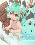 blush candy chocolate cute_fangs dessert female food ice_cream looking_at_viewer open_mouth sitting smile solo young mofuaki animal_humanoid canid canid_humanoid canine canine_humanoid fox_humanoid humanoid mammal mammal_humanoid mint_(disambiguation) 2019