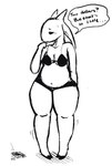 2_horns anthro belly_overhang black_line_art blush bodily_fluids bra breasts clothing dialogue female fur horn medium_breasts navel panties pear-shaped_figure prostitution simple_background slightly_chubby solo speech_bubble sweat text thick_thighs underwear white_background wide_hips yattermang nan_quest nan_(nq) bovid caprine goat mammal 2010 aliasing black_and_white digital_media_(artwork) english_text monochrome sketch