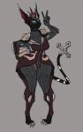 blue_eyes female gesture hand_gesture pigeon_toed solo v_sign wide_hips punchlineartist digital_extremes tencent warframe khora_(warframe) venari_(character) felid kavat mammal