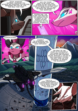 5_fingers anthro armor biped blue_eyes cloud dialogue dialogue_box eyes_closed female fingers fur glowing glowing_eyes hair machine male mecha mountain sky smile speech_bubble text tuft white_hair kitfox-crimson in_our_shadow clover_(kitfox-crimson) schorl_(kitfox-crimson) tourmaline_(kitfox-crimson) american_opossum mammal marsupial murid murine rat rodent virginia_opossum 2026 absurd_res colored comic english_text hi_res