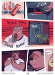 anthro athletic_wear candy candy_bar caught dessert dialogue ear_piercing eating_disorder food male money obese obese_anthro obese_male overweight overweight_anthro overweight_male piercing speech_bubble stress_eating text mikrogoat abe_(mikrogoat) basil_(mikrogoat) domestic_pig hybrid lagomorph leporid mammal rabbit suid suine sus_(pig) comic english_text hi_res url