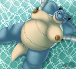 anthro big_breasts breasts female genitals nipples non-mammal_nipples overweight overweight_anthro overweight_female pose pussy sea solo tail water thatblackfox_(artist) nintendo pokemon blastoise generation_1_pokemon pokemon_(species) reptile scalie tortoise turtle hi_res pinup