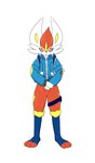 ambiguous_gender anthro fur holowear_(pokemon) red_body red_eyes red_fur simple_background solo white_body white_fur yellow_body yellow_fur mr_fuwa drip_(meme) goku_drip nintendo pokemon pokemon_unite space_style_cinderace cinderace generation_8_pokemon pokemon_(species) absurd_res colored digital_media_(artwork) hi_res meme