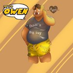 anthro biped blush bottomwear brown_body brown_fur clothed clothing fur looking_at_viewer male pose shirt shorts simple_background slightly_chubby slightly_chubby_anthro slightly_chubby_male smile solo standing topwear tusks ayasakiace owen_(pork_baozu) mammal suid suine sus_(pig) wild_boar 1:1 absurd_res digital_media_(artwork) hi_res sketch