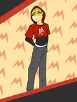 3:4 abstract_background anthro anthrofied bottomwear clothed clothing fully_clothed fuze generation_3_pokemon hi_res hoodie male nintendo numel pants pokemon pokemon_(species) pokemorph rodd_(fuze) solo topwear