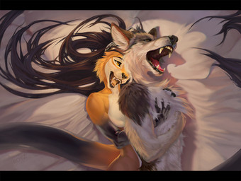 anthro duo female hug male male/female conditional_dnp royz alyx_(latex) amadeus canid canine canis cheetah felid feline lynx mammal wolf