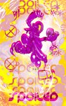 alcohol background_text beverage claws floral_background foreskin frutiger_metro genitals gynomorph horn hyper hyper_genitalia intersex penis purple_body solo sparkles text wine y2k_(graphic_design) kobold_orion kobold scalie 5:8 hi_res