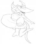 anthro big_breasts breasts cosplay female huge_breasts magic_user nipples non-mammal_breasts solo sarcolopter dragon's_crown vanillaware samantha_brooks sorceress_(dragon's_crown) lizard reptile scalie monochrome