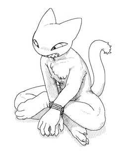 anthro barefoot bdsm biped bondage bound crossed_legs feet fully_bound looking_down male nipples nude open_mouth restraints rope rope_bondage sharp_teeth sitting solo submissive submissive_male teeth kigoh-neko kigoh domestic_cat felid feline felis mammal aliasing black_and_white digital_media_(artwork) line_art monochrome