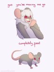 ambiguous_gender anthro blush duo female feral happy hi_res humanoid mammal martalomew meme mouse murid murine rodent smols_the_mouse text you're_making_me_go_completely_feral