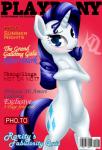 covering covering_self female feral horn solo text pshyzo friendship_is_magic hasbro my_little_pony mythology playboy rarity_(mlp) equid equine mammal mythological_creature mythological_equine unicorn cover english_text hi_res magazine_cover