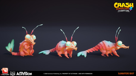 6_legs ambiguous_feral ambiguous_gender antennae_(anatomy) black_background blue_antennae blue_eyes blue_sclera company_logo feral frown light multicolored_body multiple_poses open_frown open_mouth pink_body pink_tail pose sharp_teeth side_view simple_background sitting solo standing tail teeth text three-quarter_view marion_volpe activision crash_bandicoot_(series) crash_bandicoot_4:_it's_about_time toys_for_bob aquatic arthropod crustacean decapod gasmoxian_rat malacostracan mammal rodent 2020 3d_(artwork) absurd_res autodesk_maya_(artwork) colored copyright_name digital_media_(artwork) english_description english_text hi_res lighting marmoset_toolbag_(artwork) official_art shaded substance_painter_(artwork) unreal_engine_(artwork) zbrush_(artwork)