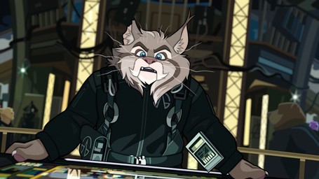 anthro black_body black_clothing black_eyebrows black_fur black_jacket black_topwear blue_eyes clothing computer cropped_ears detailed_background electronics eyebrows facial_hair facial_markings fur grey_body grey_fur grey_hair gun_holster hair head_markings jacket leaning leaning_forward male markings mustache open_mouth solo_focus space spacecraft topwear vehicle whiskers white_body white_fur zero_gravity quasarbearcat disney the_expanse zootopia background_character milton_lynxley bear brown_bear canada_lynx domestic_pig felid feline lynx mammal pantherine snow_leopard suid suine sus_(pig) ursine 16:9 absurd_res hi_res widescreen