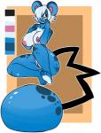 anthro anthrofied azurill big_breasts breasts color_swatch demonnyuu digital_media_(artwork) feet female generation_3_pokemon genitals hair hi_res mammal murid nintendo nipples nude open_mouth pokemon pokemon_(species) pokemorph pussy rodent simple_background soles solo toes white_hair