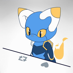5_fingers ambiguous_gender blue_body dipstick_ears ear_markings fingers fire heart_symbol machine mascot multicolored_ears solo white_nose plattyneko e621 twitter esix android domestic_cat felid feline felis mammal robot robot_anthro 1:1 animated loop no_sound short_playtime video