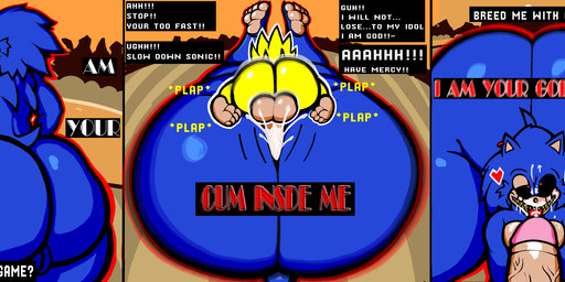 3_panel_comic anthro balls begging_for_cum big_butt blue_body blue_fur bodily_fluids butt cum cum_in_mouth cum_inside dialogue feet from_front_position fur genital_fluids genitals huge_butt legs_up male male/male male_penetrating mating_press penetration penis plap ready_or_not_here_i_come red_eyes sex sharp_teeth simple_background teeth text thick_thighs wide_hips yellow_body yellow_fur gayguyfella creepypasta instant_loss_2koma sega sonic.exe_(creepypasta) sonic_the_hedgehog_(series) 2011_x sonic.exe sonic_the_hedgehog super_sonic eulipotyphlan hedgehog mammal comic digital_media_(artwork) english_text hi_res