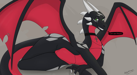 3_fingers asking black_body cross dialogue female feral fingers green_eyes horn jewelry necklace pose simple_background smile solo tail talking_to_viewer text wings apollyondragon activision european_mythology mythology spyro_the_dragon cynder dragon mythological_creature mythological_scalie scalie western_dragon 2023 digital_drawing_(artwork) digital_media_(artwork) english_text hi_res pinup signature