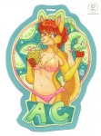 alcohol anthro beverage cocktail duo female front_view hair living_tail looking_at_viewer orange_hair red_eyes red_hair snake_tail solo_focus tail unusual_anatomy unusual_tail kacey ac_(aycee) citrus chimera hybrid lagomorph leporid mammal rabbit reptile scalie snake 2011 character_badge_(artwork) half-length_portrait marker_(artwork) portrait traditional_media_(artwork)