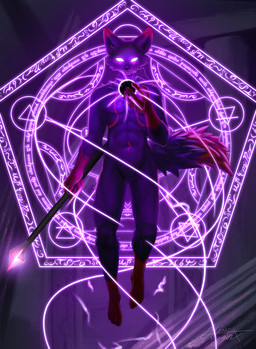 action_pose crystal dipstick_ears ear_markings fantasy gem glowing glowing_eyes magic magic_circle magic_user male multicolored_ears nabudis pose ruins solo staff team_crystals hyginx arashi_nabudis_(character) canid canine mammal digital_media_(artwork) digital_painting_(artwork) hi_res painting_(artwork)