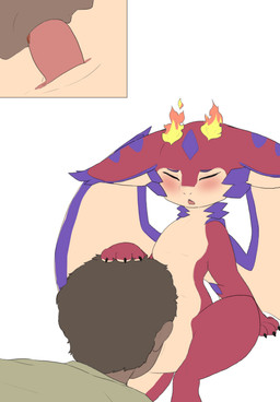 bestiality cute_fangs duo erection fangs fellatio feral fire genitals green_eyes looking_pleasured male male/male open_mouth oral oral_penetration penetration penile penis red_body scales sex simple_background tail teeth tongue white_background wings young gushoafterdark league_of_legends mythology riot_games tencent smolder_(lol) dragon human mammal mythological_creature mythological_scalie scalie absurd_res comic digital_media_(artwork) hi_res