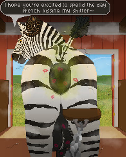 anal_request animal_genitalia animal_penis anus ball_fluff balls barn bodily_fluids butt chained_together equine_anus equine_genitalia equine_penis fart fart_cloud fart_fetish farting_at_viewer feral flies_for_smell genitals green_fart_cloud horn inside_barn kiss_mark kiss_mark_on_anus kiss_mark_on_balls kiss_mark_on_butt kiss_mark_on_penis looking_at_viewer male oral_request penis presenting presenting_anus puffy_anus raised_tail requesting rimming_request sex_request solo speech_bubble striped_body stripes sweat sweaty_anus sweaty_balls sweaty_body sweaty_butt sweaty_genitalia sweaty_penis tail conditional_dnp zelkothezeeb zelko equid equine felkin hybrid mammal zebra 4:5 digital_media_(artwork) hi_res pixel_(artwork)