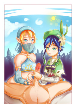accessory ball_fondling balls big_penis blonde_hair blue_eyes blue_hair blush border braided_hair breasts castle cleavage clothed clothed/nude clothed_female clothing collar collarbone colored_nails curvy_figure embarrassed erection eye_contact eyelashes fantasy female female_human female_humanoid first_person_view flower flower_in_hair fondling genitals glans green_eyes group hair hair_accessory handjob happy hat headgear headwear human_on_humanoid humanoid_pointy_ears interspecies jewelry light looking_at_another looking_at_viewer male male/female male_pov nails navel not_furry nude open_mouth outside penile penis plant pointy_ears ribbons sex spread_legs spreading sun sunlight veil vein veiny_penis white_border wide_hips srxnico97 genshin_impact mihoyo nintendo the_legend_of_zelda link venti_(genshin_impact) elf human humanoid hylian mammal absurd_res hi_res male_(lore)