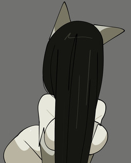 anthro black_hair clothed clothed_anthro clothed_female clothing dress female female_anthro front_view grey_background hair hair_over_face long_hair simple_background solo white_clothing white_dress xarop77 sadako_yamamura domestic_cat felid feline felis mammal 2025 digital_drawing_(artwork) digital_media_(artwork) hi_res portrait