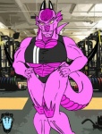 anthro breasts clothing female fitness gym muscular muscular_anthro muscular_female non-mammal_breasts pose solo tail sr71beta mythology amanda_tender dragon mythological_creature mythological_scalie scalie