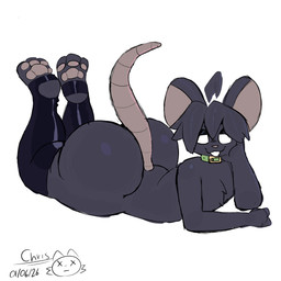 anthro big_butt butt clothing femboy footwear male paws socks solo thick_thighs christmeow mammal murid murine rat rodent 1:1 absurd_res hi_res