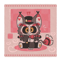 anthro blush chibi clothed clothing hat headgear headwear interrobang male solo karin_apple25 hazbin_hotel hellaverse husk_(hazbin_hotel) demon domestic_cat felid feline felis mammal 1:1