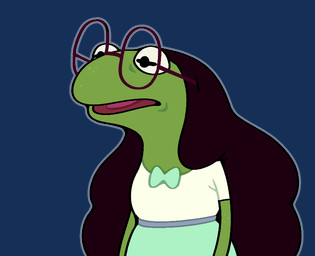 anthro bottomwear clothed clothing eyewear female glasses hair long_hair shirt skirt snout solo topwear wearing_glasses discount-supervillain cartoon_network muppets steven_universe connie_maheswaran kermit_the_frog amphibian frog alpha_channel crossover half-length_portrait portrait