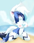 anthro female solo yeibyuwu nintendo pokemon zory_the_lycanora generation_7_pokemon hybrid_pokemon legendary_pokemon lycanroc midnight_lycanroc pokemon_(species) zeraora 2024 4:5 absurd_res hi_res