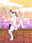 anthro balls barefoot body_hair brick_wall chest_hair chest_tuft feet food genitals hair head_tuft male nude penis popsicle popsicle_melting solo spots street_lamp tuft wall_(structure) whussyarx 101_dalmatian_street 101_dalmatians disney drew_dalmatian_(slightlyarousedguy) canid canine canis dalmatian domestic_dog mammal hi_res