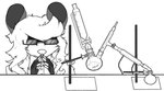 anthro chemistry clothing coat eyewear female glasses hair lab_coat laboratory laboratory_equipment messy_hair obscured_eyes scientific_instrument solo topwear dani86 rebeca_garcia american_opossum mammal marsupial virginia_opossum 2022 monochrome sketch trans_(lore) trans_woman_(lore)