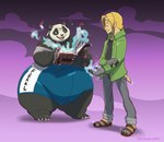 2015 anthro bear belly big_belly book clothed clothing duo female giant_panda gillpanda gillpanda_(character) human magic male mammal obese obese_anthro overweight overweight_anthro overweight_female tail transformation