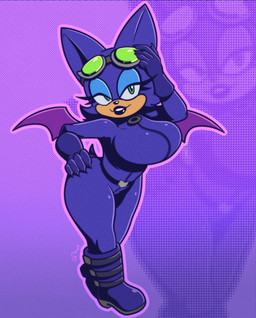 anthro belt big_breasts blue_eyeshadow bodysuit boots breasts clothing cosplay eyelashes eyeshadow eyewear eyewear_on_head female footwear gloves goggles goggles_on_head green_eyes hand_on_hip handwear makeup membrane_(anatomy) membranous_wings shoes skinsuit smile solo tight_clothing wings roboticsteve dc_comics sega sonic_the_hedgehog_(series) catwoman rouge_the_bat bat mammal 2026 absurd_res hi_res