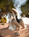 anthro beach big_breasts braided_hair breasts female female/female hair nipples nude pose posing_for_picture solo tail tail_tuft tuft reaching_art naala canid canine canis mammal wolf 3d_(artwork) 4:5 blender_(artwork) digital_media_(artwork) hi_res pinup