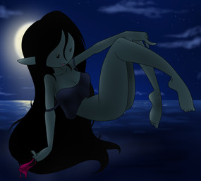 beach bedroom_eyes big_breasts big_butt black_hair bottomless bottomless_female bottomless_humanoid breasts butt cleavage clothed clothing crop_top curvy_figure detailed_background dot_eyes fangs feet female fingers floating grey_body grey_skin hair holding_clothing holding_object holding_panties holding_underwear huge_breasts humanoid_pointy_ears long_hair looking_at_viewer narrowed_eyes night not_furry outside panties pointy_ears sea seascape seaside seductive shirt simple_eyes sky smile solo teeth thick_thighs toes tongue tongue_out topwear underwear voluptuous water sandwich-anomaly adventure_time cartoon_network marceline_abadeer humanoid vampire 2017 digital_media_(artwork) hi_res