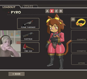 anthro black_clothing brown_ears brown_hair brown_tail clothing cosplay crossover_cosplay duo eyewear female female_anthro game_ui gloves goggles hair handwear latex latex_clothing latex_gloves latex_handwear latex_skinsuit pink_eyes red_clothing skinsuit solo tail tan_body tan_skin text thick_thighs tight_clothing whiskers wide_hips yellow_clothing pacpoi gameoverse glitch_productions team_fortress_2 valve kit_bodega pyro_(team_fortress_2) pyrocynical domestic_cat felid feline felis human mammal 2026 absurd_res crossover english_text hi_res meme
