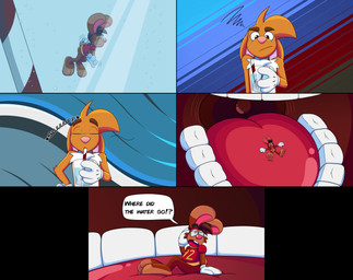 3_toes 4_fingers anthro big_feet big_tongue cartoon_gloves collar drinking_straw drinking_straw_in_mouth duo extreme_size_difference eyebrows eyes_closed eyewear feet fingers glasses inside_mouth lying macro male male/male mawplay micro on_back open_mouth pawpads paws red_tongue sitting size_difference soft_vore soles text toes tongue toony uvula vore wide_tongue doggydog doggydog_(character) roderick_(tamerkoh) toon_doggydog_(doggydog) canid canine canis domestic_dog lagomorph leporid mammal rabbit absurd_res comic english_text hi_res