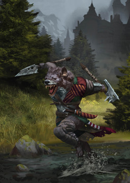 action_pose action_scene anthro armor axe battle_axe belt black_eyes castle clothed clothing creek detailed_background holding_object holding_weapon knife male melee_weapon open_mouth plant polearm pose solo teeth tree weapon mark_tarrisse dungeons_and_dragons hasbro wizards_of_the_coast gnoll hyena mammal spotted_hyena hi_res