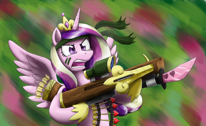 2014 <3 arrow bandanna bayonet crossbow equine face_paint female friendship_is_magic hair horn horse knife mammal multi-colored_hair my_little_pony otakuap pony princess_cadance_(mlp) purple_eyes ranged_weapon solo weapon winged_unicorn wings
Rating: Safe
Score: 5
User: 2DUK
Date: February 14, 2014