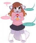 anthro dialogue female solo text strawberryneko domestic_cat felid feline felis mammal english_text hi_res