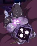 anthro areola armor armored_boots big_breasts bodily_fluids breasts cum cum_on_face cum_on_leg empty_eyes eye_scar eyes_closed facial_scar female fur genital_fluids greaves grey_body grey_fur grey_pubes hands_behind_head lactating looking_at_viewer lying milk nipples notched_ear nude obscured_face on_back open_mouth pubes purple_areola purple_body purple_fur purple_hood purple_nipples scar solo thick_thighs white_eyes wide_hips satsuki_supreme epic_games fortnite raven_team_leader bear mammal hi_res
