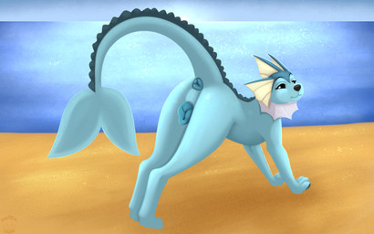 animal_genitalia animal_vulva anus beach blue_vulva canine_genitalia canine_vulva female feral genitals presenting scales sea solo vulva water nauticalcanine nintendo pokemon eeveelution generation_1_pokemon pokemon_(species) vaporeon 16:10 absurd_res hi_res widescreen