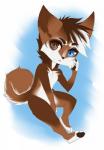 anthro chibi featureless_crotch fur hair looking_at_viewer male nude simple_background solo aimi canid canine mammal digital_media_(artwork) hi_res